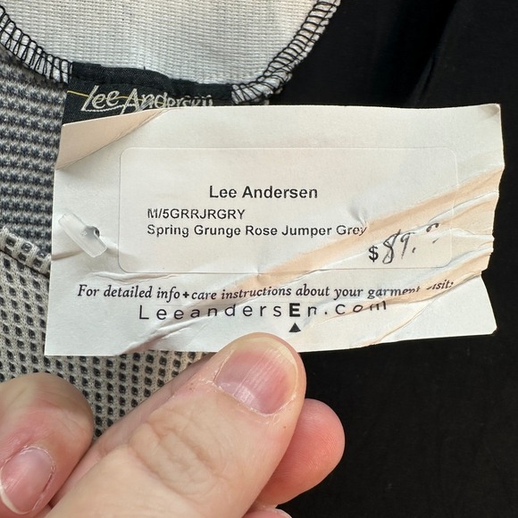Lee Andersen NWT Grunge Rose Jumper Dress Black Grey Lagenlook Women's Medium - Picture 7 of 8
